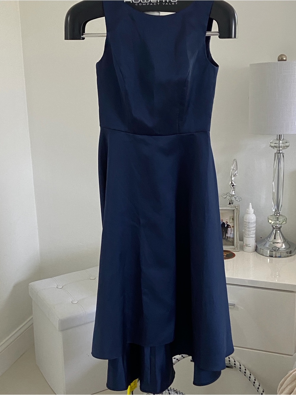 ALFRED SUNG Navy Sleeveless High-Low Fit-and-Flare Dress - Picture 4 of 10
